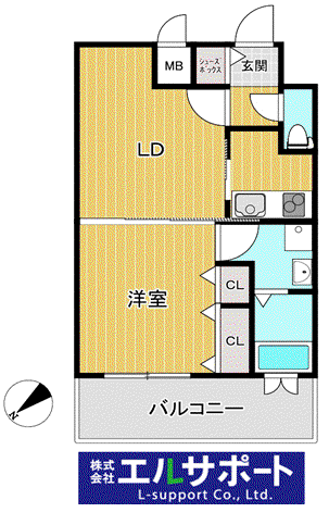 エンクレスト中呉服(2K/12階)の間取り写真