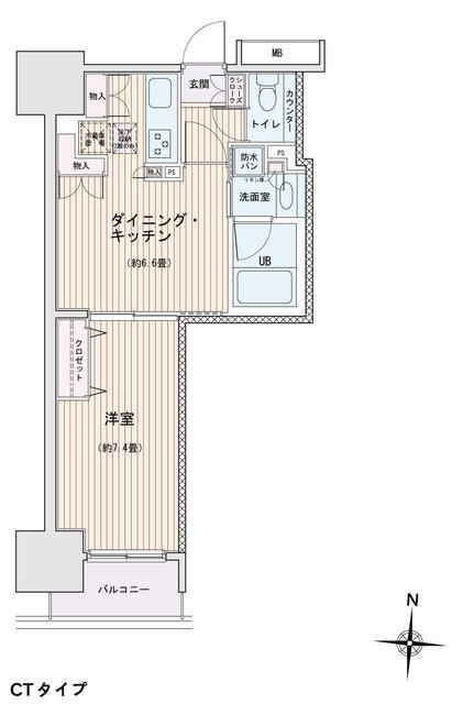 エスティメゾン錦糸町II(1DK/14階)の間取り写真