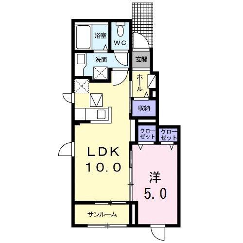 ユアーズ・ヴィラ (1LDK/1階)の間取り写真