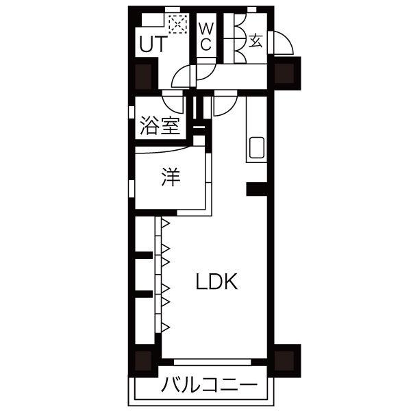 C.P.PURE1608(1LDK/12階)の間取り写真