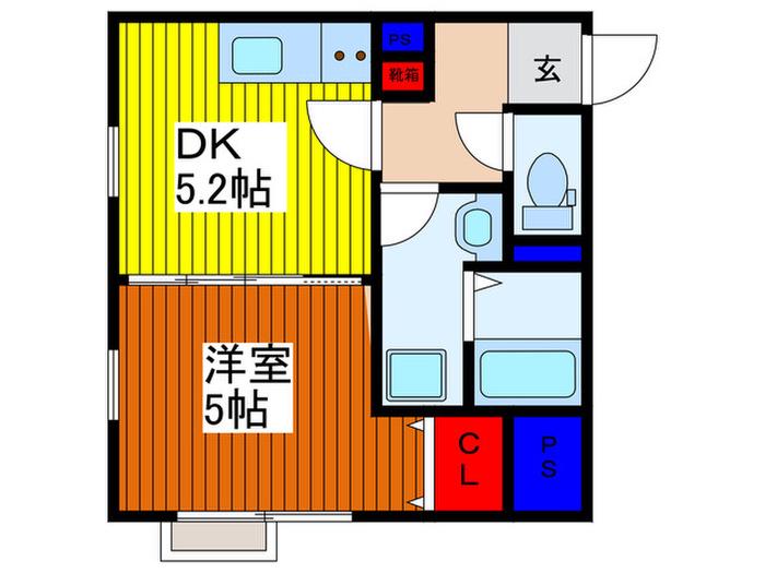 IXO BLUE TREE(1DK/2階)の間取り写真