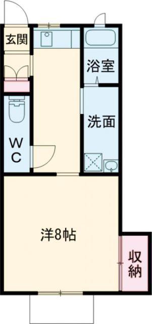 スリーゼハイツ乙津B(1K/1階)の間取り写真