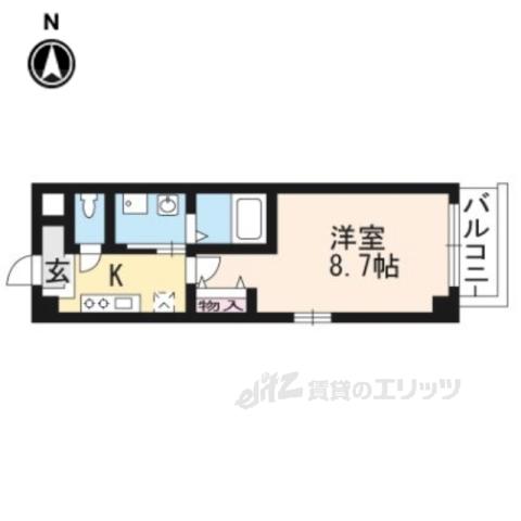 ティーズ・カサ北白川(1K/6階)の間取り写真