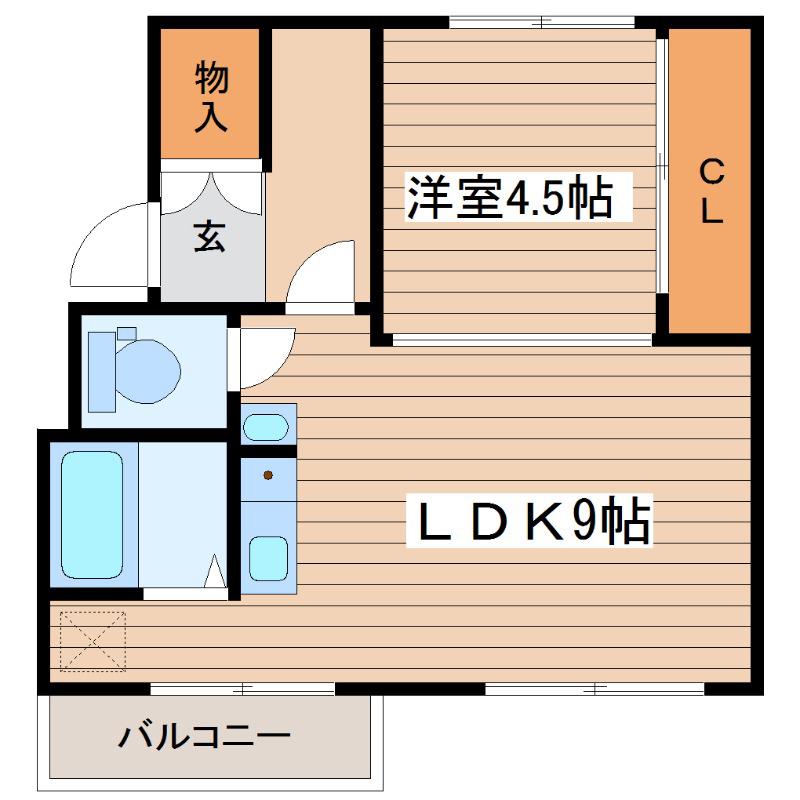 ビレッジハウス福住5号棟(1LDK/4階)の間取り写真
