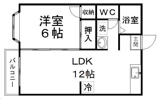 グランデール宮城野(1LDK/2階)の間取り写真