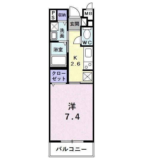 レスト大美野(1K/2階)の間取り写真