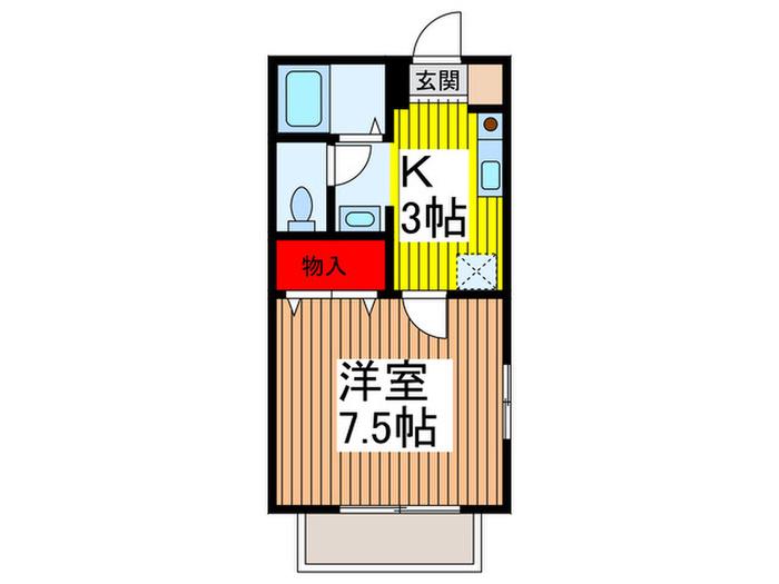 リバーサイドハイツⅢ(1K/2階)の間取り写真