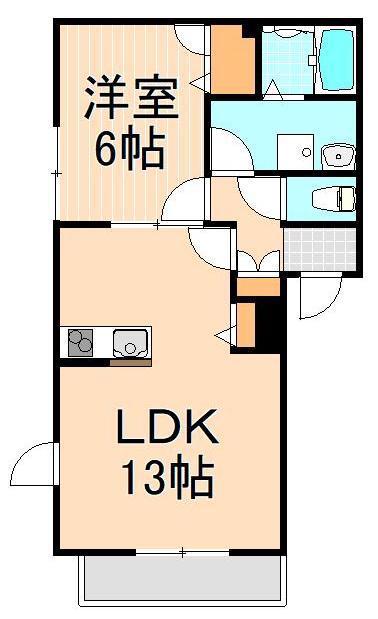TWIN LEAVES B(1LDK/3階)の間取り写真