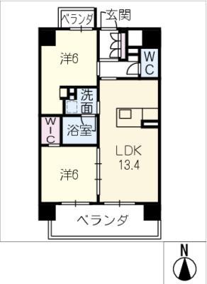 スイーツメゾンNAGOYA(2LDK/6階)の間取り写真
