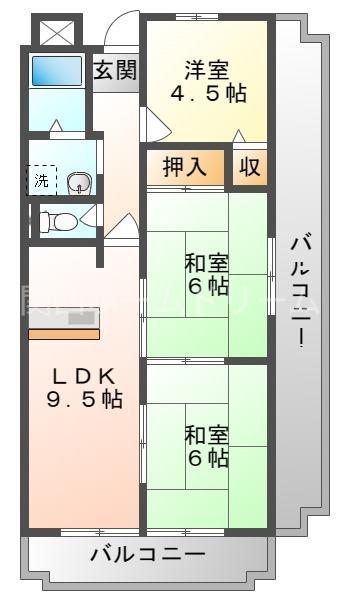 コーポ小林(3LDK/5階)の間取り写真