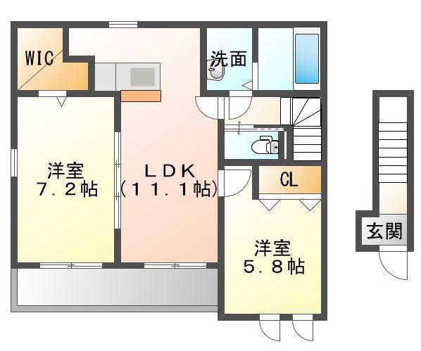 ネオ・クレメント(2LDK/2階)の間取り写真