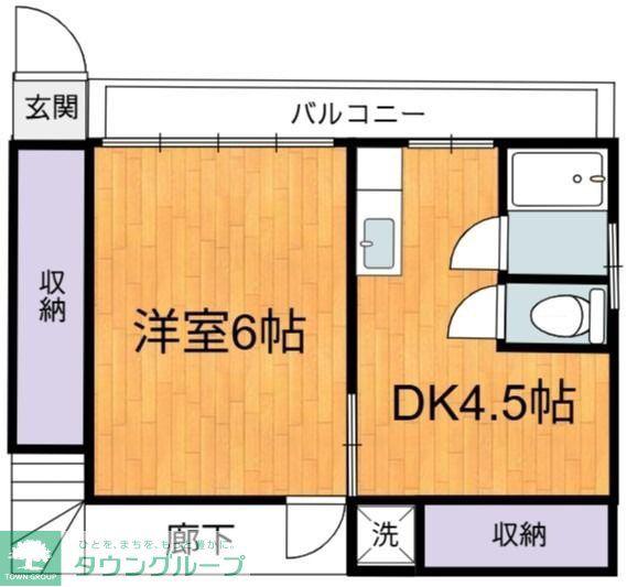 世田谷区鎌田2丁目アパート(1DK/2階)の間取り写真
