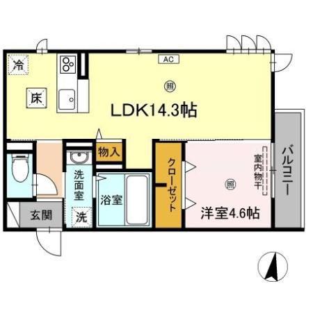 アリエッタ(1LDK/1階)の間取り写真