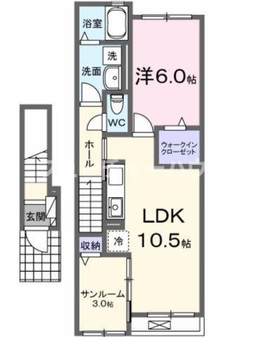 ヴィアラッテア(1LDK/2階)の間取り写真