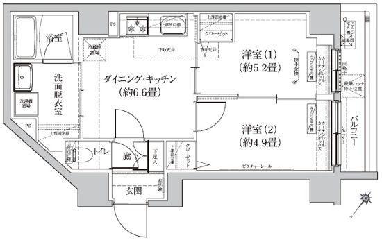アイル グランデ押上ノース(2DK/3階)の間取り写真