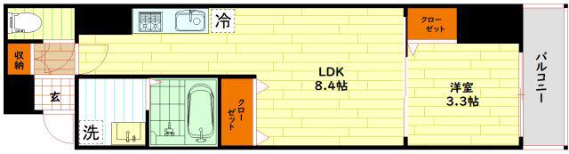 レシオス桜ノ宮THE FIRST(1LDK/2階)の間取り写真
