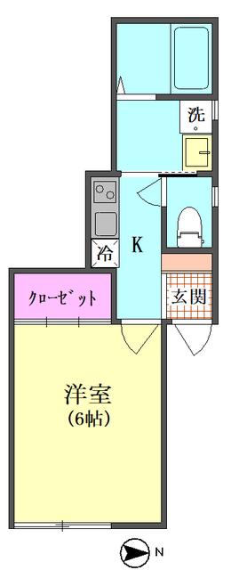 BELLVUE(1K/2階)の間取り写真