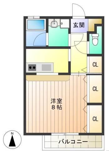 APT・U2(1K/1階)の間取り写真