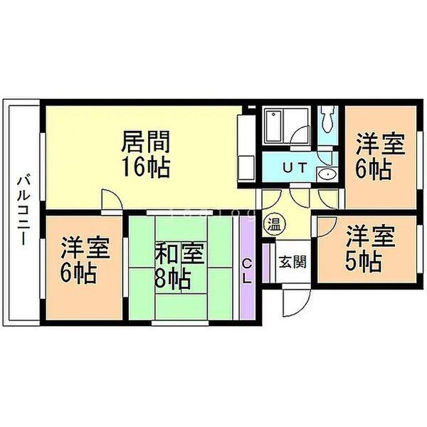 銭函グランドハイツ(4LDK/3階)の間取り写真