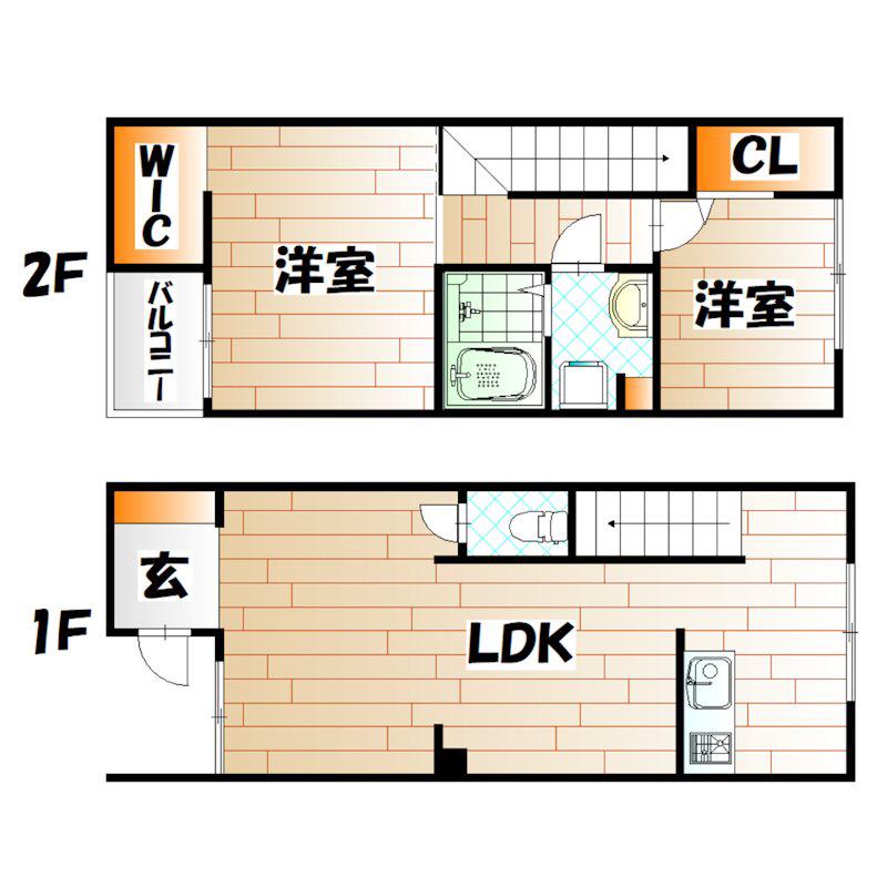 N-TERRACE黄金町(2LDK/1階)の間取り写真