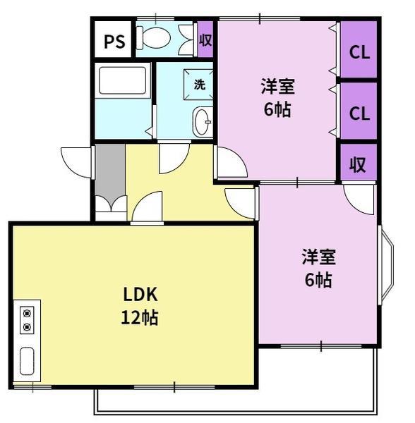 岩井川タウンハウスII(2LDK/1階)の間取り写真