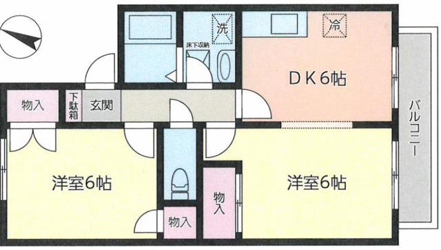 ウィズA(2DK/1階)の間取り写真