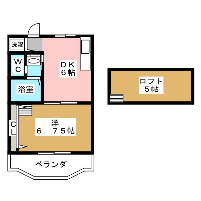 エンゼルハイツB棟(1DK/2階)の間取り写真
