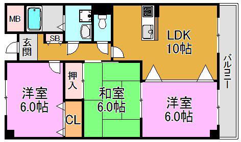 グランドゥール・シェソワ(3LDK/4階)の間取り写真