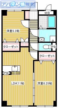グランディール・シェトワ(2LDK/2階)の間取り写真