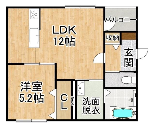 RUBYVII(1LDK/1階)の間取り写真