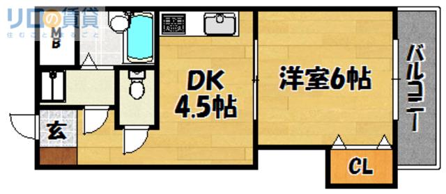 グランビジュ(1DK/3階)の間取り写真