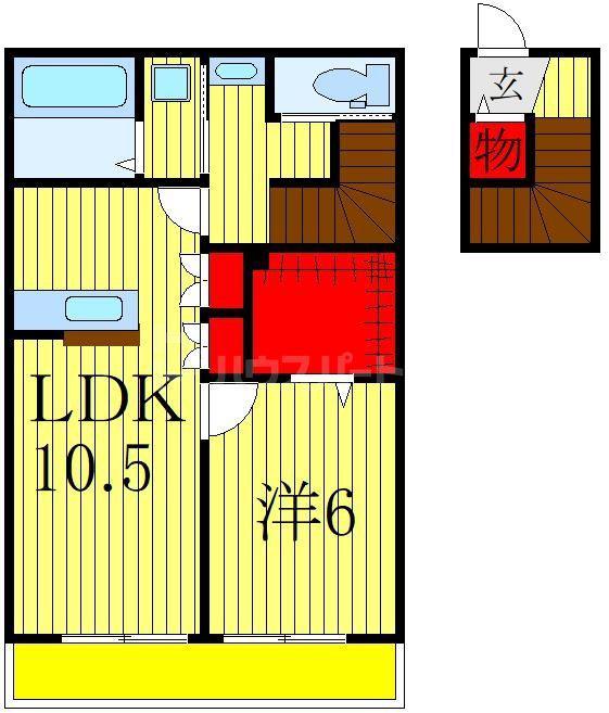 ソシア南柏II(1LDK/2階)の間取り写真