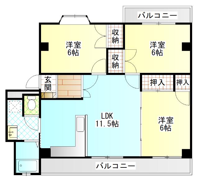 アクティーI(3LDK/2階)の間取り写真