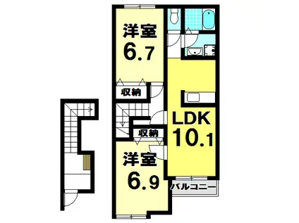クレストール・U(2LDK/2階)の間取り写真