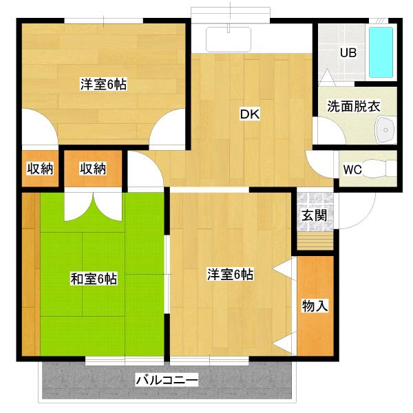メゾニティーふじおかB(3DK/2階)の間取り写真