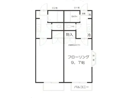リーバストーンA(1K/2階)の間取り写真