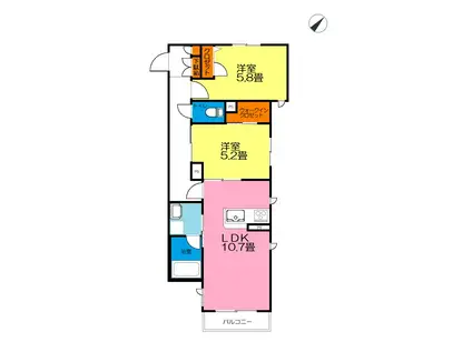 リラフォート(2LDK/3階)の間取り写真