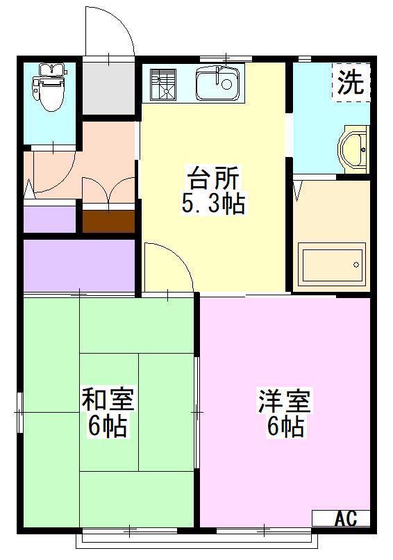 コーポ匠 203(2K/2階)の間取り写真