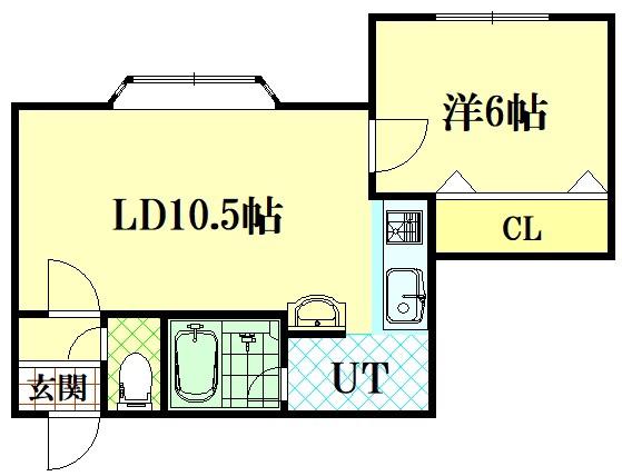 パークアベニュー新富(1DK/2階)の間取り写真