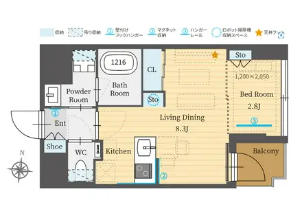 パークルール恵比寿(1LDK/4階)の間取り写真