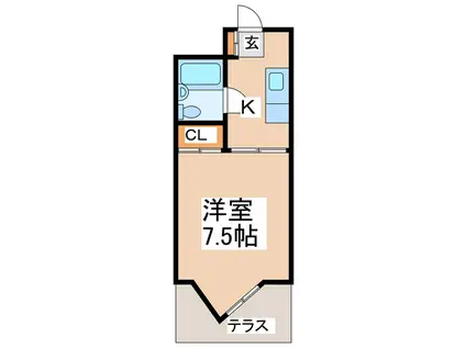 AFIELD坪井(1K/1階)の間取り写真
