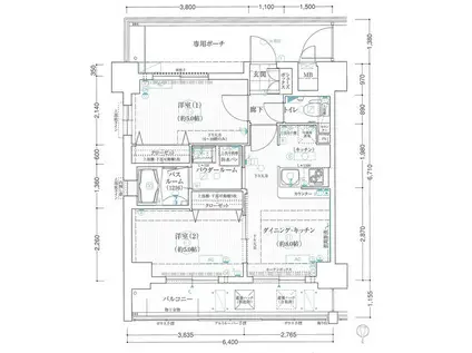 エステムコート難波サウスプレイスIII ラ・パーク(2DK/8階)の間取り写真