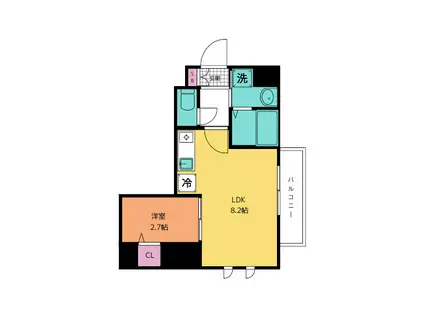 ヴェール広瀬町(1LDK/2階)の間取り写真