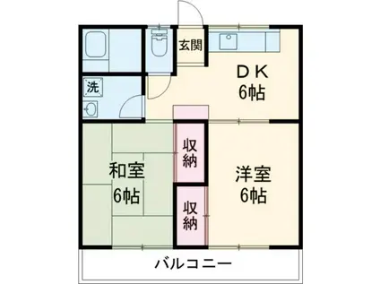 葉月アパートメント(2DK/1階)の間取り写真