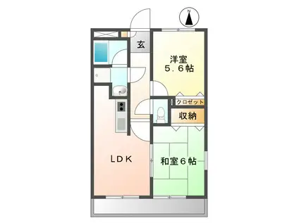 コーポアワヤ(2LDK/1階)の間取り写真