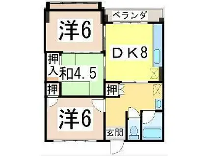 木瀬川リバーサイドマンション(3DK/3階)の間取り写真