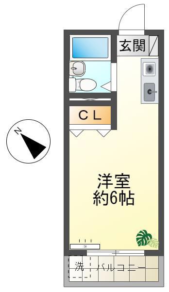 ロイヤルコート(ワンルーム/3階)の間取り写真