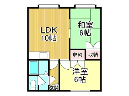 コーポ鷹(2LDK/2階)の間取り写真
