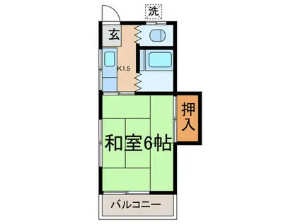 倉林荘(1K/2階)の間取り写真