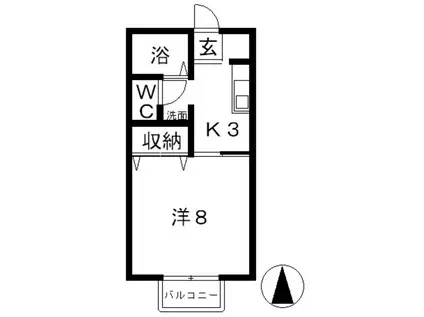 ファミール竹内 B(1K/2階)の間取り写真